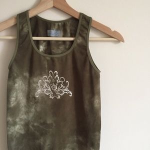 ATHLETA Green Bleach Tie Dye Tank Top